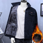 Pluss Velvet Paks teksajakk Meeste s&uuml;gis- ja talvine soe jope suur suurus 6XL puuvillased riided Trend k&uuml;lmakindel polsterdatud jope 6XL must