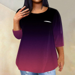 Naiste moodne vabaaja kolmeveerandvarrukatega tr&uuml;kitud &uuml;mara kaelusega pullover 4/3 varrukatega XXXXL roosa