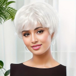 Euroopa ja Ameerika parukad, naiste k&otilde;rge temperatuuriga siidist mehhanism, valged l&uuml;hikesed juuksed, t&auml;ielik peakate, lavaparukas