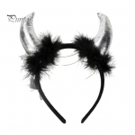 Devil Horn Decor peapael Palus kangast k&auml;sitsi valmistatud kerge elastse disainiga juukser&otilde;ngas Cosplay peod Halloweeni aksessuaarid D