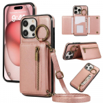 Crossbody Ring kaardihoidja T&otilde;mblukuga rahakoti telefoni&uuml;mbris iPhone 15 Pro Max 14 Plus 13 12 11 XS XR 7 8 SE 2020 2022 nahkkattega iPhone 7(8) beež