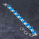 Natural Swiss Blue Topaz Gemstone 925 Sterling Silver Bracelet 7-8 t7v35