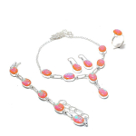 Natural Pink Triplet Opal Gemstone 925 Sterling Silver Jewelry Set g9c42
