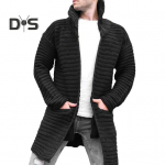 Meeste kampsun mantel kootud k&otilde;rge kraega pikad varrukad soojad taskud kampsun mantel keskmise pikkusega puhast v&auml;rvi s&uuml;gistalve jope M must