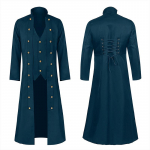 Keskaegne Steampunk Retro-gooti mantel Tuulejope Viktoriaanlik vorm, pikk osa meeste mantel Cosplay kost&uuml;&uuml;mid XXXL sinine
