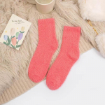 Candy Color Sokid Soojad Sokid Palussokid Naiste sokid Korallifliis S&auml;&auml;re keskosa sokid Naiste sokid 1PC punane