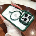 Magnetiline juhtmevaba laadimistelefoni &uuml;mbris iPhone 15 Pro Max 16 Pro 14 13 12 11 jaoks Magsafe Funda Kickstand objektiivi kaitsekatte jaoks iPhone 16 must