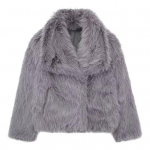 Naiste talvejope Faux Fox karusnahast lahtik&auml;iv krae hubane jakk Solid XS hall