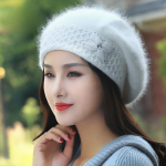 K&uuml;&uuml;liku karvam&uuml;ts naistele talvel paks soe k&otilde;rvakaitse kootud villane m&uuml;ts Korea versioon moodne bareti trend Adult average size (56-60cm) valge