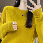 Naiste ka&scaron;miirist sviiter Qinghe ka&scaron;miir 30% ka&scaron;miir 70% vill Naiste s&uuml;gis- ja talvine ka&scaron;miirist pullover pehme ja soe XXL kollane