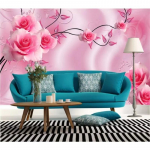Tapeet 3D Roosa Roos Viinapuu Tv Taust Seinatapeet Elutoa Magamistoa Kaunistus 3D Tapeet 200 cm(W) x 140 cm(H)