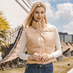 Naiste talvine l&uuml;hike puuvillane vest, krae, polsterdatud soe nahkmantel XS khaki