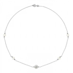 PERLINEA - Collier CRISTAL Perle de Culture d'Eau Douce AAA+ - Ronde 5-6 mm - Blanc Naturel - Argent 925 Milli&egrave;mes - Bijoux Femme