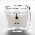 Loominguline armas karu kahekihiline kohvikruus topeltklaasist tassiga karp Loomapiima klaas daam armas kass pardi koera kingitus j&otilde;ulukink 250ml