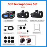 Bluetooth 5.3 mootorrattakiivri intercom 500 meetrit LCD-ekraan muusika jagamine TF-kaart FM-peakomplekt suusatamine k&auml;ed-vabad k&otilde;rvaklapid