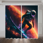 2tk Astronaut Universe T&auml;histaeva kosmosemustrid Pestav varrastega taskukardin Magamistoa Kontorik&ouml;&ouml;k Elutuba &Otilde;ppekodu 2x50W100H(CM)&Grommet Top