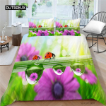 Lepatriinu tekikottide komplekt 3D lepatriinu tr&uuml;kiga voodipesukomplekt lastele poistele t&uuml;drukutele lendav entomoloogia 2/3 tk pehme kuningliku suurusega tekikate AU Single(140x210cm)