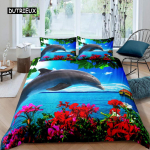 Kid Dolphin tekikott King Size Armas Dolphin Marine Life Loutsu kate Mikrofiibrist Blue Wave Decor tekikott teismelistele EU single(135x200cm)