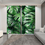 2 tk P&otilde;hjamaade roheliste taimede lehtede kardinad - Valgust filtreeriv aknakatte lahendus k&ouml;&ouml;gi, elutoa, kontori ja magamistoa dekooriks W110 X H214(CM)X2&Hook