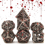 DND Metallist M&auml;ngu T&auml;ringukomplekt S&auml;delevate Servade ja Numbriga 7-osaline Komplekt Dungeons and Dragons RPG MTG Lauam&auml;ngude jaoks D4 D6 D8 D10 D12 D20 punane