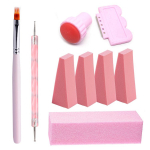 9 tk Nail Art DIY manik&uuml;&uuml;ri komplekt, gradientk&auml;snaga pintsliga pliiats, stamper kaabits ja puhverplokk