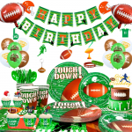 Jalgpalli S&uuml;nnip&auml;evapeo Tarvikud, 164 tk Super Bowl Jalgpallipeo Kaunistused ja Lauan&otilde;ud-Jalgpallipeo Taldrikud jne Jalgpalli Teemaline Peo Tarvikud as the picture roheline