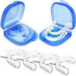 4 komplekti Night Sleep Guard hammaste lihvimise fiksaator, vormitav sobiv suukaitse hammaste lihvimiseks koos kandekotiga kohandatud sobivusega hambahoidjatega 4PCS