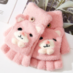 Uued Laste Soojad Kootud Villased Kindad 7-12 Aastastele Kesk- ja Vanematele Lastele, Armsad Multifilm Karu Klapiga Kirjutamis&otilde;pilased one size fits all