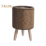 Rotangist kootud istutuspott siseruumides, &otilde;ues, jalgadega lillepott K&auml;sitsi valmistatud kaktuse sukulentsete taimede hoidik konteiner kodu r&otilde;du aiakaunistus kollane