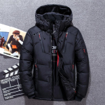 Talvine soe valge pardi paks sulejope Veste Outwear meeste lumeparka kapuutsiga jope L must