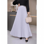 Women's Spring and Summer Long Pleated Skirt Slim A-line Long Skirt High Waist Half-body Skirt XS