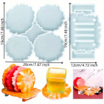 1 t&uuml;kk, 4 &uuml;hes vorm, joogialuste vorm, kristall-epoks&uuml;&uuml;dvaigust joogialuste kandiku vorm, oon&uuml;kskristallist koopavaigu vorm, kontori ja kodu kaunistamiseks, komplekt Pack of 2 valge