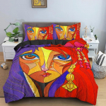 Abstraktne N&auml;gu Kuningas Kuninganna Tekikott Naise Portree Voodipesu Komplekt Graffitiga Tekikoti Kate Fantaasiakujundus Pol&uuml;ester Tekikoti Kate EU Single 135x200cm