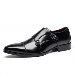 Meeste elegantsed kingad Ehtne nahk Kahekordse pandlaga Monk-rihmega Meeste kingad Madu tr&uuml;kitud N&otilde;gusa varbaosaga Klassikalised Itaalia kingad 6 must