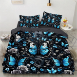 Voodipesukomplektid 3d Tekikotikomplekt 23 tk Tekk-katte komplektid Voodipesukomplektid voodipesu Boho Damask Aed Sinine liblikas US King 264x228cm