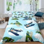 Lennukite tekikate Lennukid, mis v&otilde;itlevad &otilde;hulennunduses Lennujaama helikopterid ja reaktiivlennukid Multifilmi stiilis tuba, kaunistus poistele t&uuml;drukutele kingitus 140x210cm 2pcs