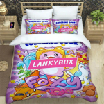 Lankybox Foxy Boxy armas tr&uuml;kitud Voodipesukomplektid peen vooditarvete komplekt tekikott vooditekkide komplekt voodipesukomplekt luksus 140x200cm 3pcs pink