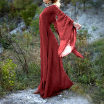 Cosplay kost&uuml;&uuml;m S~5XL suur suurus kleit pikkade varrukatega &uuml;mara kaelusega v&ouml;&ouml;ga naiste kleit Halloween naiste pikk seelik M burgundiapunane