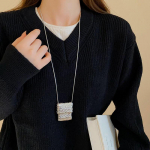 Kootud kotiripatsiga pikk kaelakee naiste t&uuml;drukutele, ni&scaron;i isiksus, ainulaadne mitmek&uuml;lgne kaelakee kampsuni kett kingitused 1pc