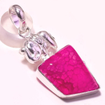 Pink Crack Crystal Gemstone Pendant Handmade Wedding Gift Jewelry 1.9 g7s67