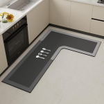 Premium L-kujulised k&ouml;&ouml;gimatid: mustust h&uuml;lgav, kergesti hooldatav, imav, kiiresti kuivav diatomiit savi majapidamiskasutuseks. 100*100cm