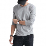 Meeste T-s&auml;rk, lausv&auml;rvi, lihtsa stiiliga, &uuml;mara kaelusega, pikkade varrukatega, pluss-suuruses, lahtise keskmise pikkusega pullover, sportimiseks ja igap&auml;evaseks reisimiseks. L tumehall v&auml;rv