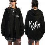 Korn Rock Band WORLD TOUR T&otilde;mblukuga jakid Metallmuusika Meeste Pusad Suured Hip Hop T&auml;navar&otilde;ivad Lukuga dressipluusid Punk Y2K Topid S
