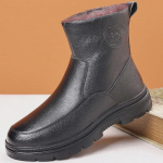 Meeste puuvillast ja nahast lumesaapad, libisemisvastase tallaga, karusnahaga vooderdatud, k&otilde;rge s&auml;&auml;rega, keskealistele ja eakatele. Size 41 must