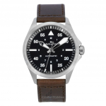 Hamilton Khaki Aviation Pilot Nahkrihm Must sihverplaat Automaatne H76305530 100M Meeste k&auml;ekell must