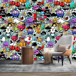 Multikas Grafitimuster 3D Tapeet Elutuba Magamistuba Vannituba Seinakate 3D Kodu Kaunistus 200 cm(W) x 140 cm(H)