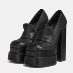 Paksude platvormidega &uuml;lik&otilde;rged kontsad Kingad Naistele T&auml;iesti uued Kevad Suvi Moeshow Kingad Punk Peo Naiste Loafers 39 black