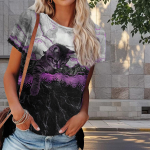 Naiste suvine T-s&auml;rk kiisuprindiga retromoe l&uuml;hikeste varrukatega t-s&auml;rgid vabaaja tr&uuml;kitud topid XS sinine