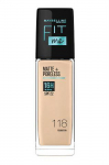 Maybelline New York Fit Me Matte+Poreless vedel jumestuskreem(Koos pumbaga), 118 Helebeež, 30ml