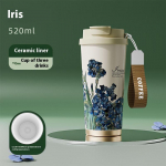 GIANXI New High Appearance Level Coffee Thermos Cup Ceramic Straw Double Drinking Cup Daily Campus Accompanying Coffee Cup 520ml